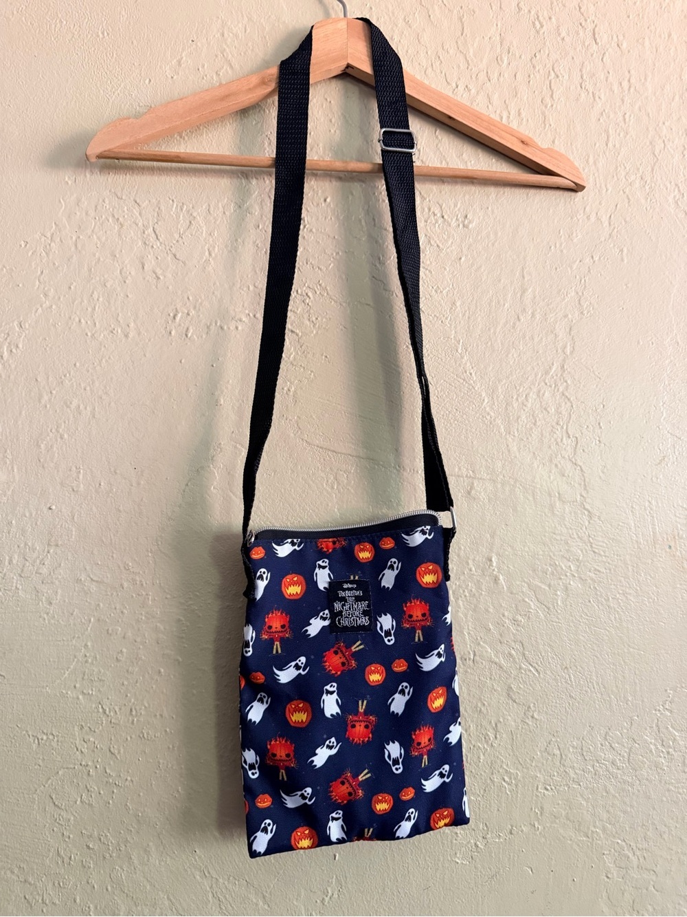 Disney Navy Crossbody Bag with Orange & White Halloween Motif